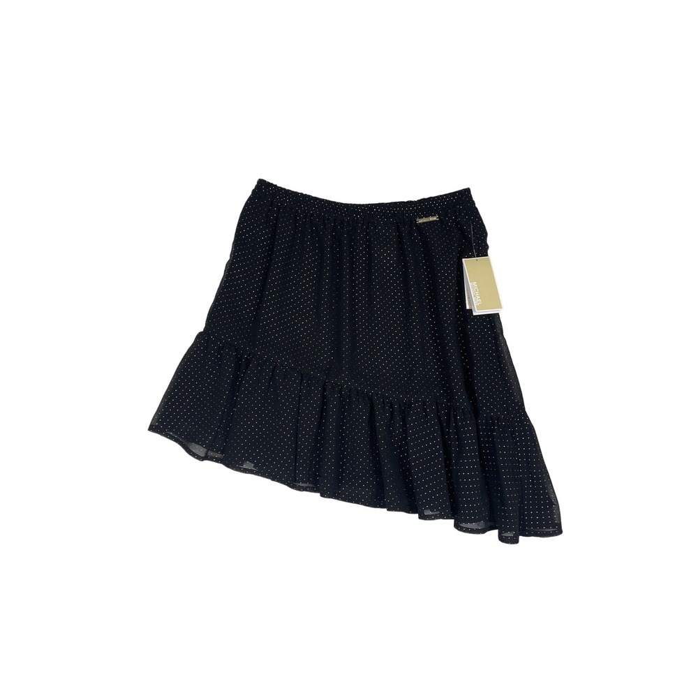 Michael Michael Kors Skirt Womens Small Black Gold Polka Dot Ruffle Hem Mini